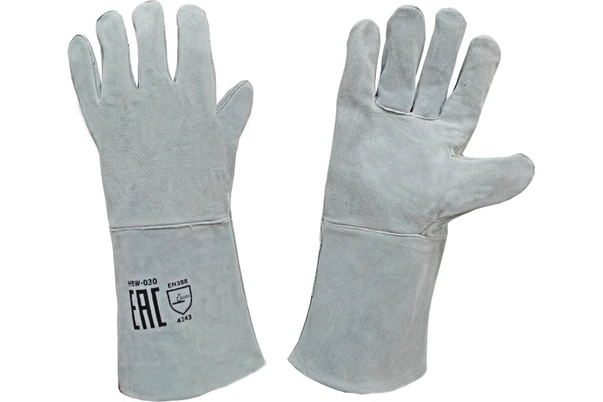 Краги сварщика спилковые пятипалые Оберон серые HBW-030