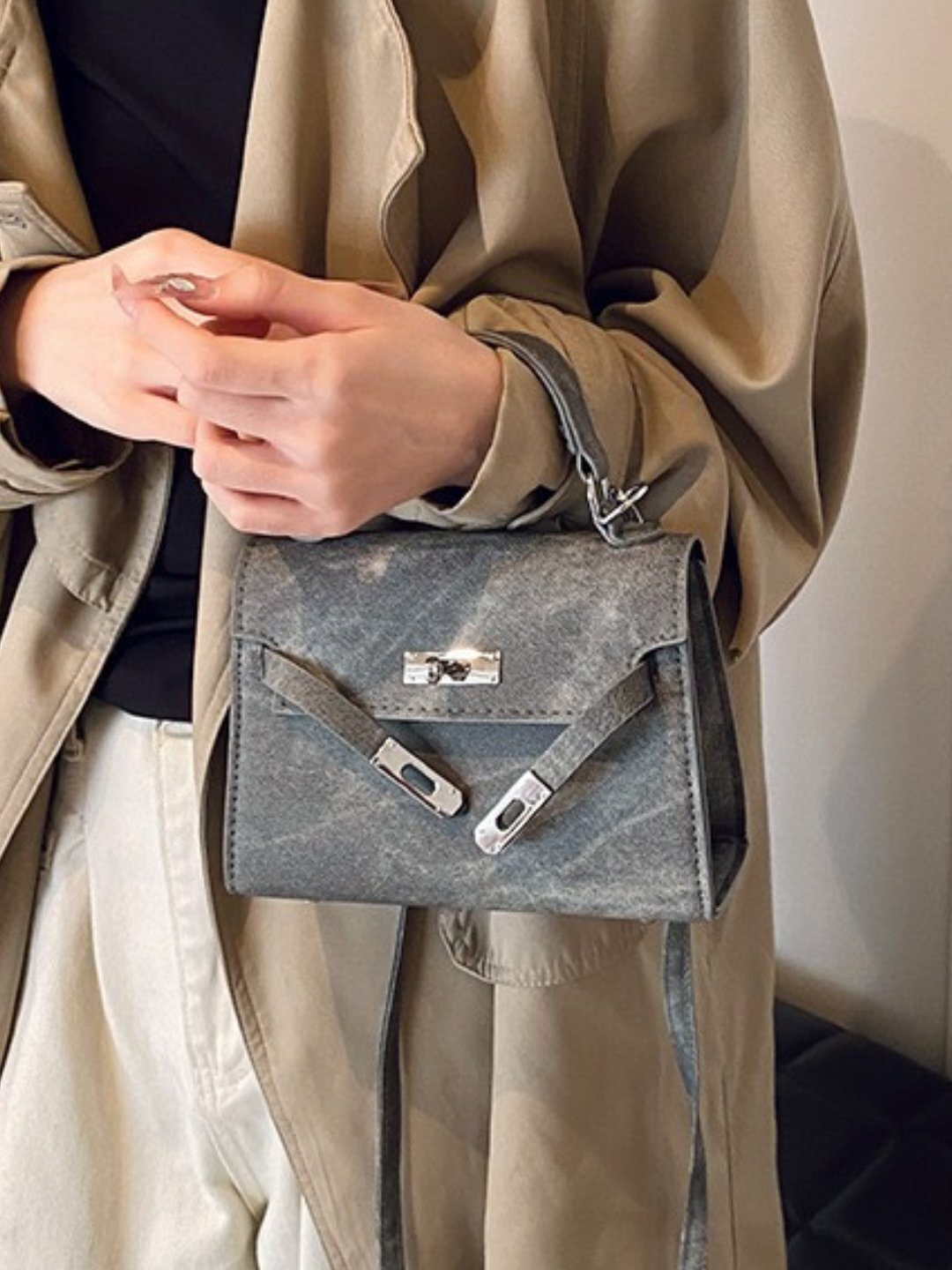 Сумка  Мини-сумка Hermes Kelly Style, темно-серый — фото 1