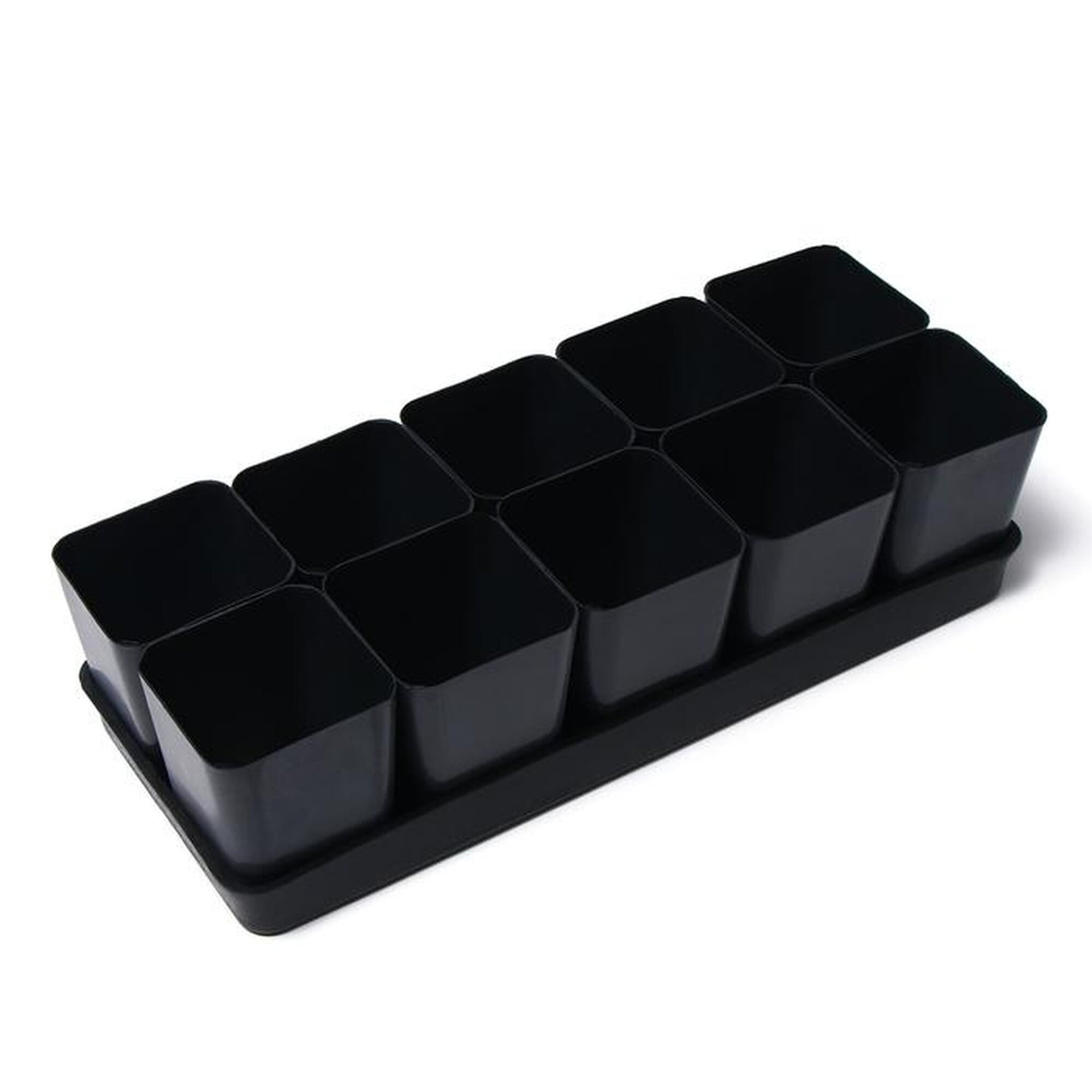 Набор для рассады: стаканы по 700 мл (10 шт.) поддон 44 × 18 см чёрный Greengo