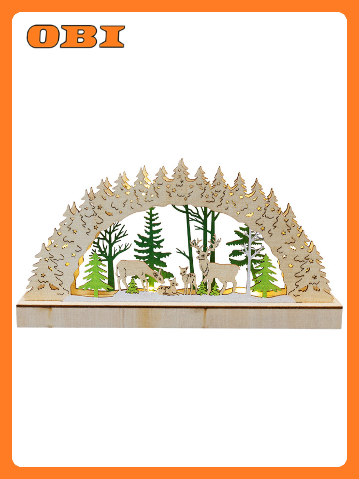 Деревянная фигурка с подсветкой Семейство оленей 30х5х157 см