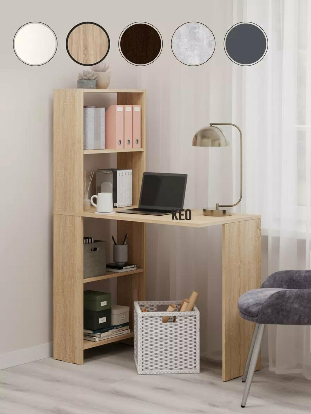 Письменный стол Martin CTK100, белый глянец, ЛДСП, 90x45x130 см — фото 1