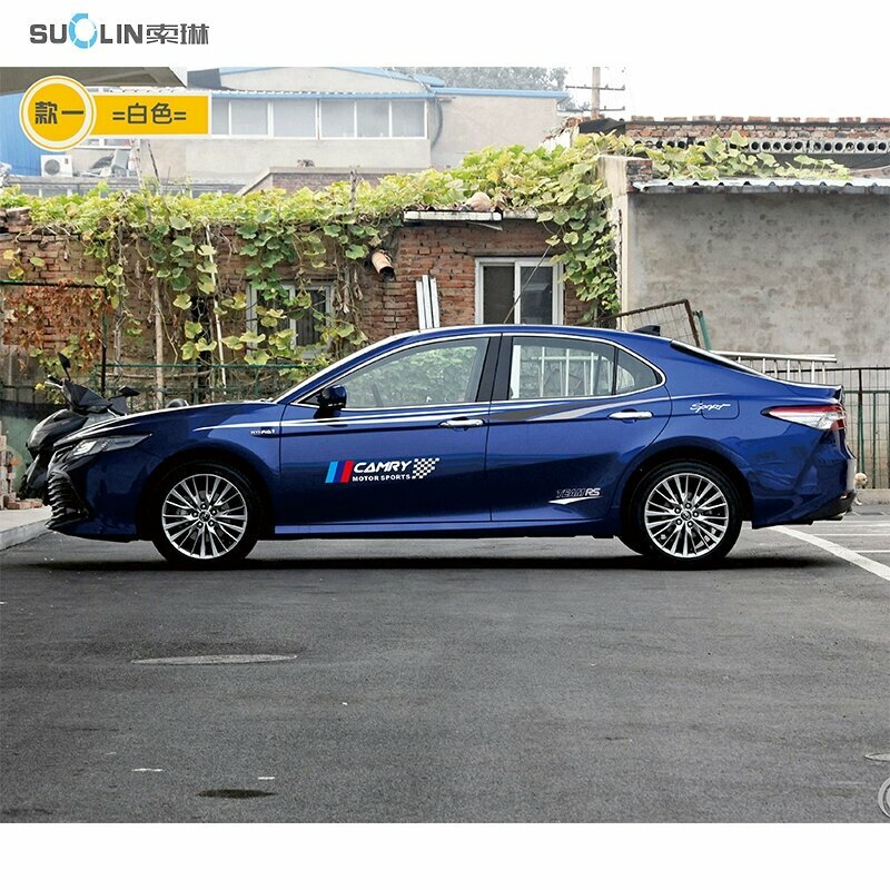 Белая виниловая наклейка для боковой линии и двери Toyota Camry — Стиль 1, Высококачественный прозрачный материал,