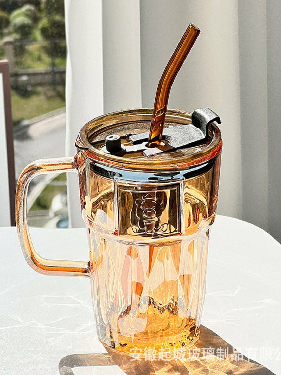 Чашка с трубочкой, стеклянная банка, стеклянная чашка с трубочкой, стеклянная чашка