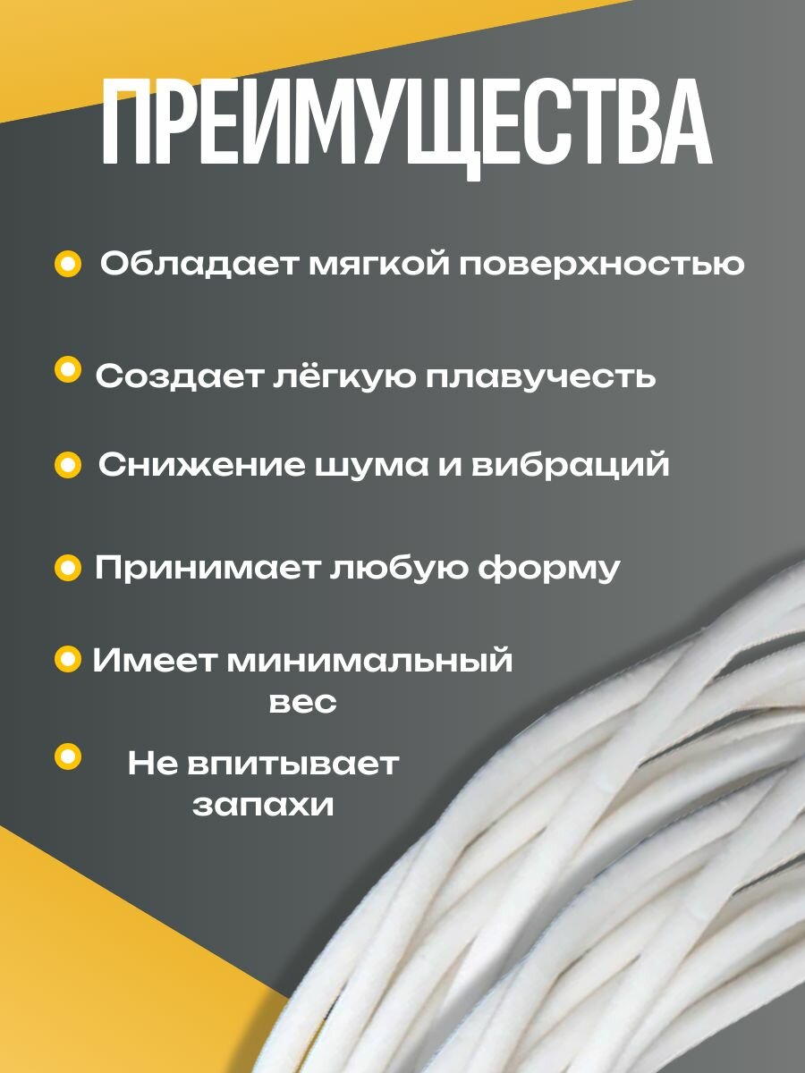 Шнур силиконовый пористый круглый 5 мм уплотнитель пищевой термостойкий длина 50 метров — фото 1
