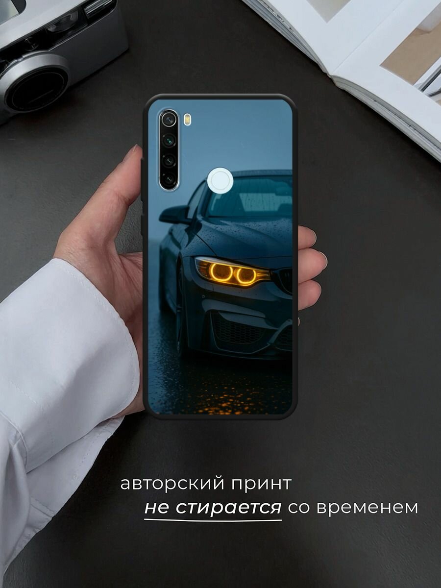 Черный матовый чехол на Xiaomi Redmi Note 8T / Сяоми Редми Нот 8Т с принтом Желтая фара — фото 1