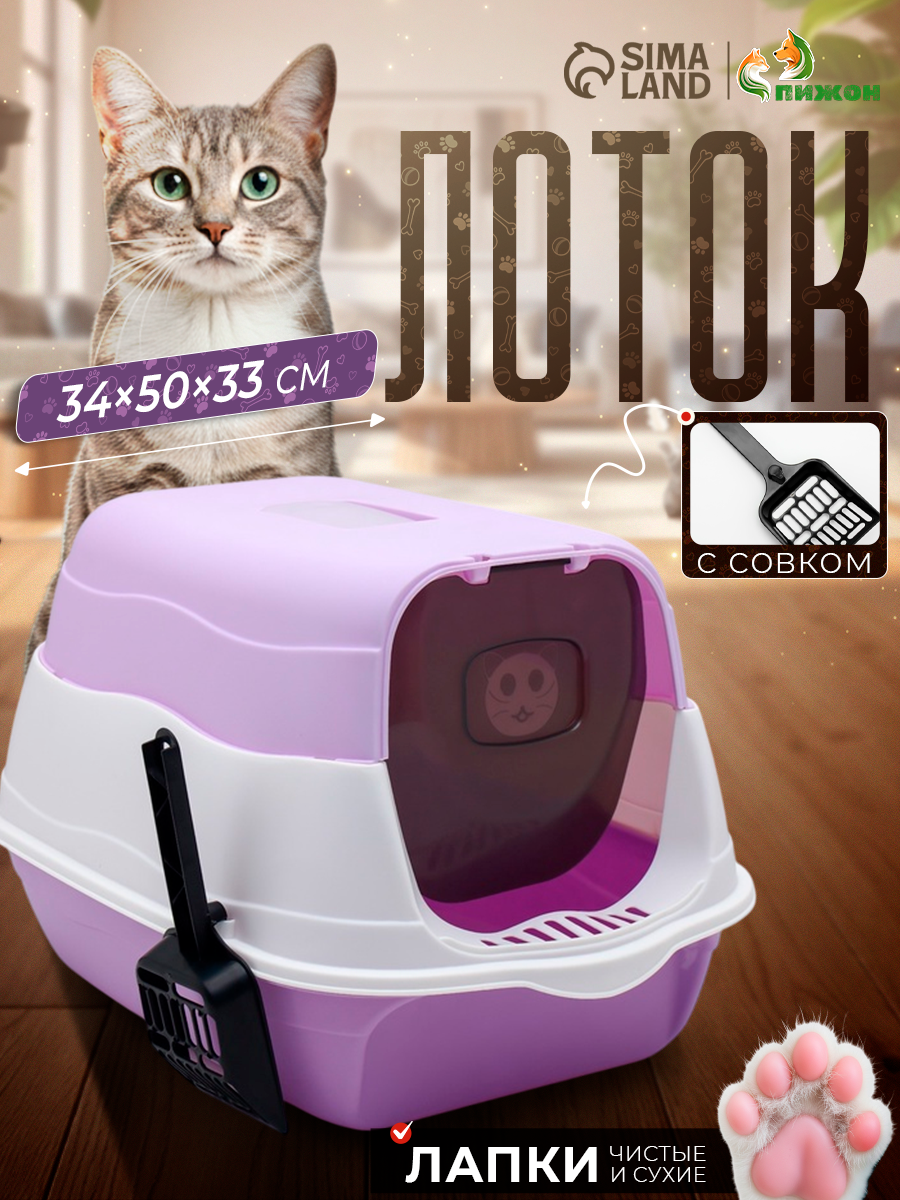 Туалет закрытый 2-в-1 со съёмным верхом 34 х 50 х 33 см фиолетовый