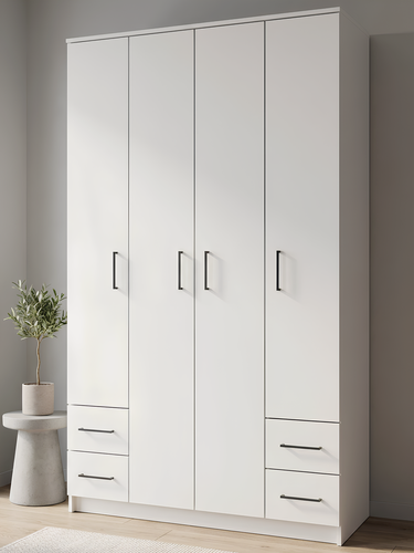 Изображение товара Шкаф четырехстворчатый распашной Шик-32 с 4 ящиками, штангой и полками, ШхГхВ: 120х50х210 см