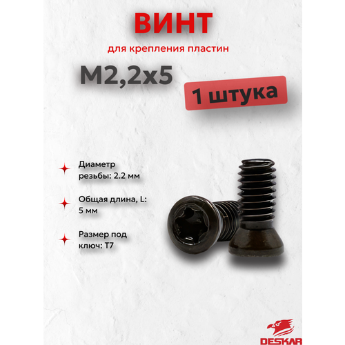 фото M2,2х5 винт для крепления пластин (1 шт.) deskar 00-00035196