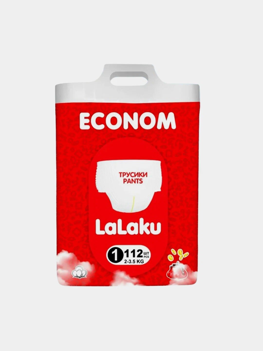 Подгузники LALAKU Econom, размер 1, 112 шт, для новорождённых, 2–5 кг, одноразовые, дышащие