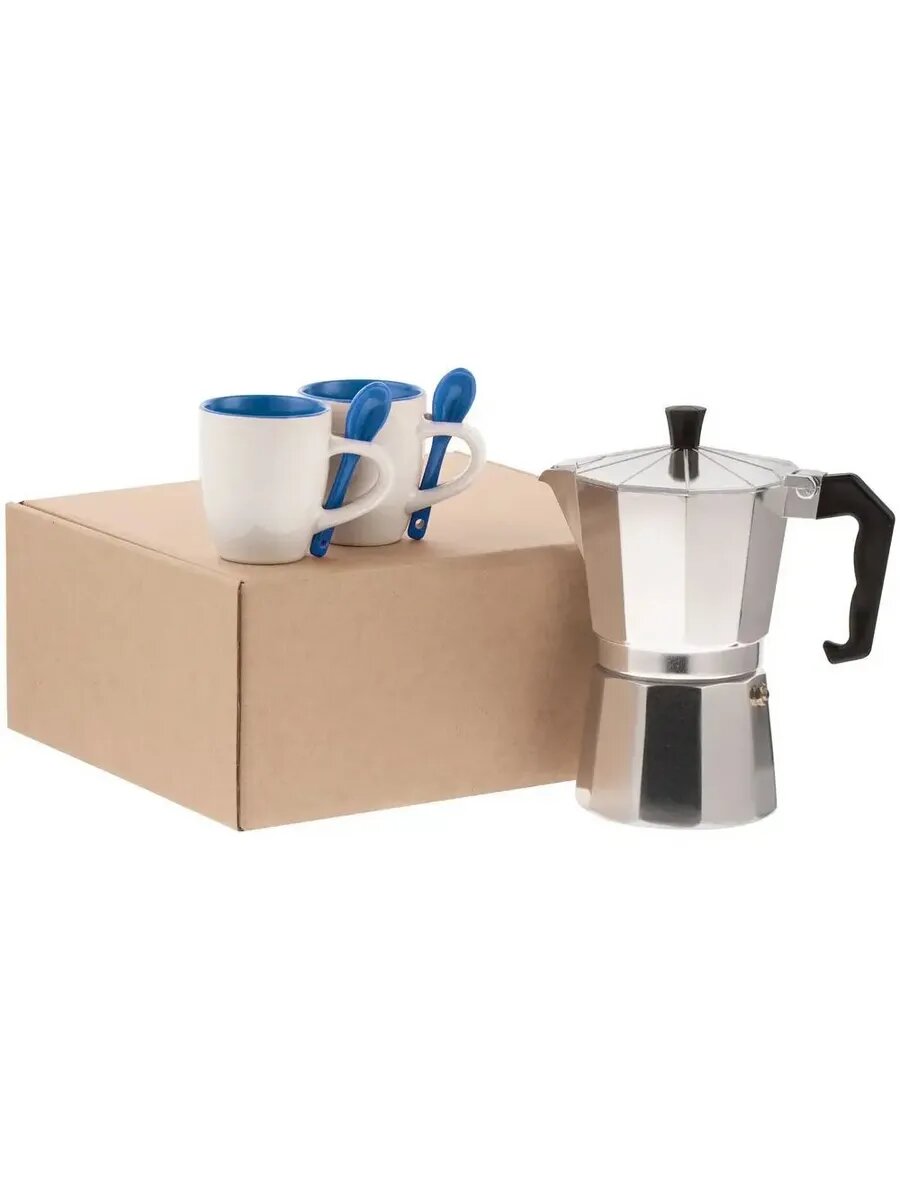 Стильный набор для кофе в синем цвете — фото 1