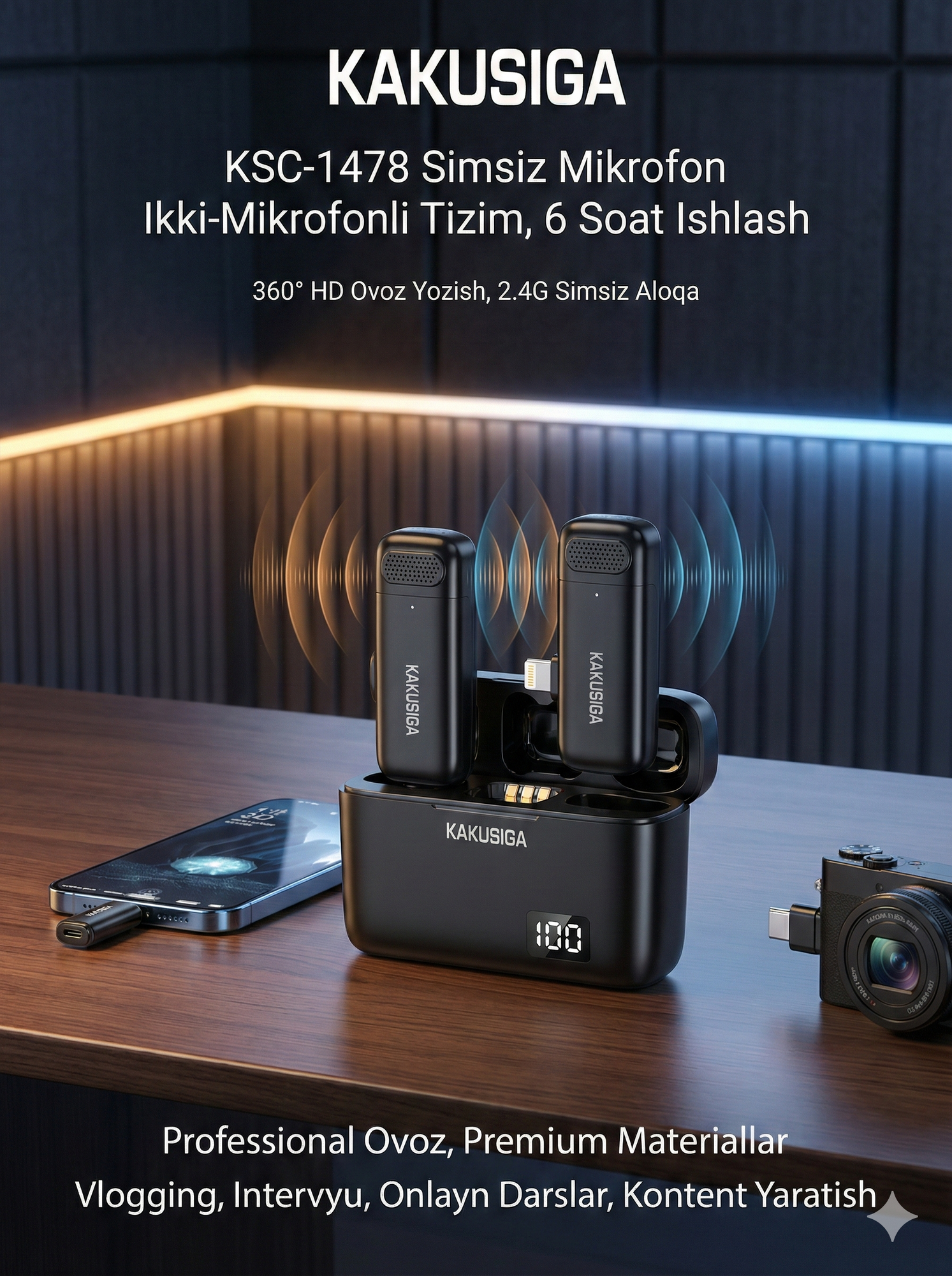 Микрофон какусига KSC-1478 TC-IP беспроводной с USB подключением и высоким качеством звука, оригинал