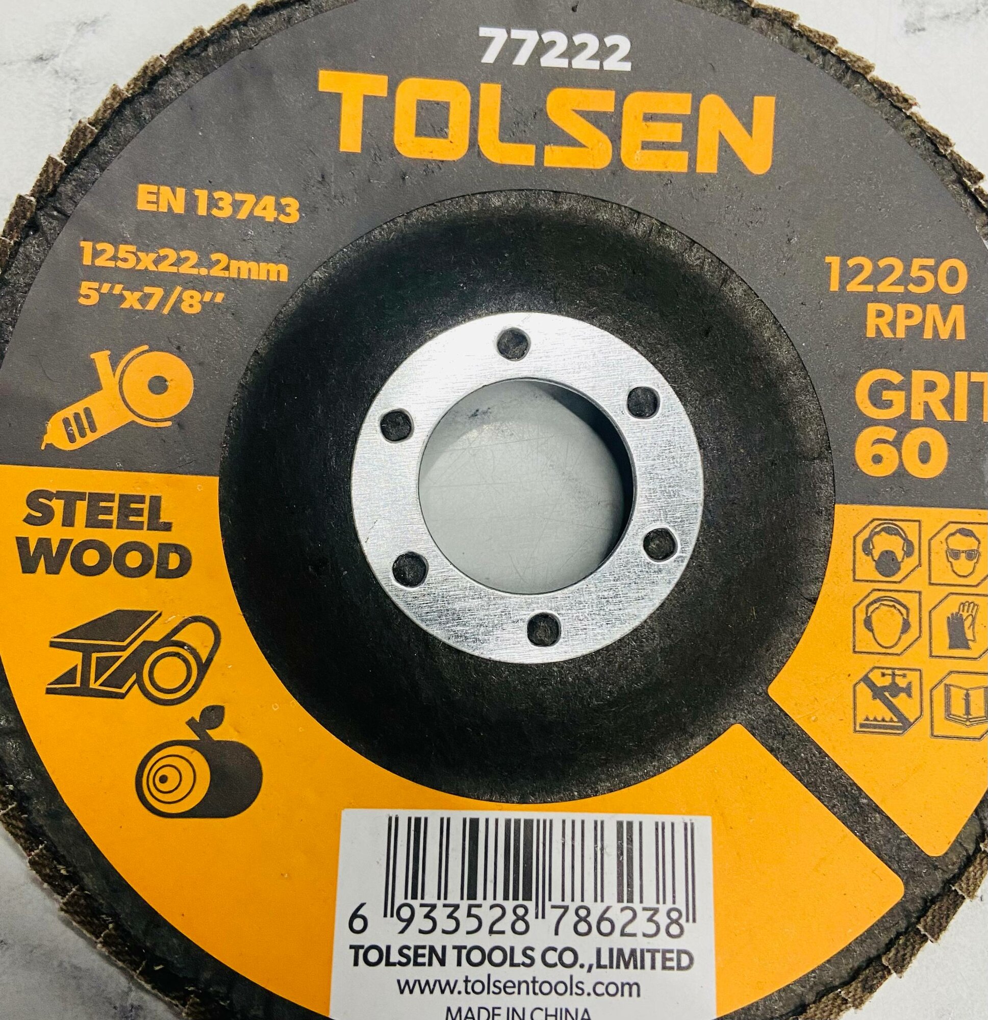 TOLSEN TOL1244-77222 Откидной диск из оксида алюминия (на волокнистой основе) 125 × 22,2 мм 60#