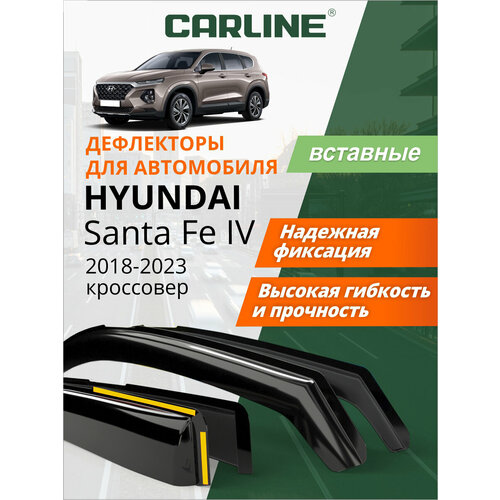 Дефлекторы окон Carline Hyundai Santa Fe 4 Хендай Санта Фе 4 2019-н в кроссовер вставные 4шт 2881₽
