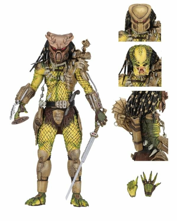 NECA Ultimate Elder Predator Golden Angel, Predator: 1718, 21 см, 30+ артикуляций, 3 головы, меч, пистоль, диски