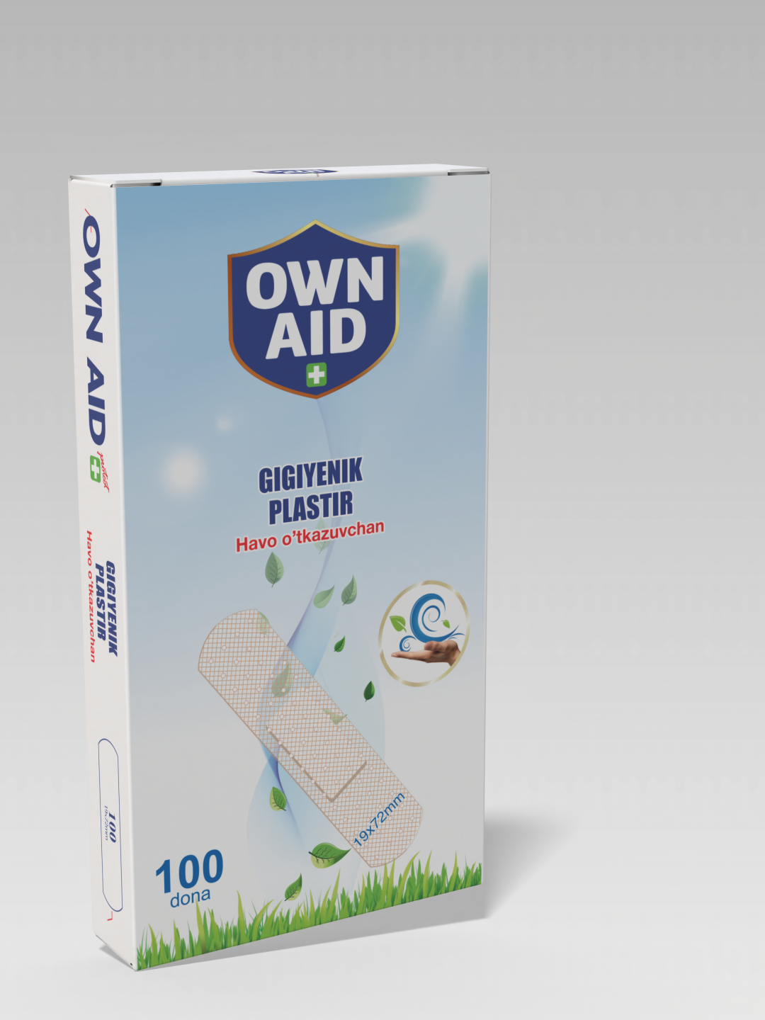 Гигиенические пластыри Own Aid PVC 19x72, №100 шт, телесные, гипоаллергенные — фото 1