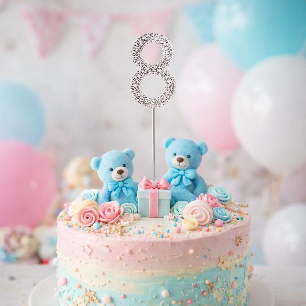 Топпер 8 металлический серебряный со стразами — фото 1