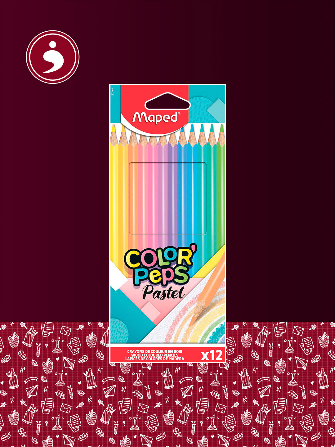 Карандаши цветные повышенной прочности Maped (12Pastel)832069