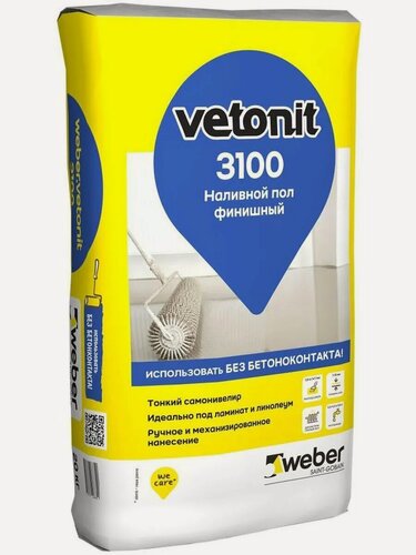 Изображение товара Вебер. Ветонит 3100 финишный наливной пол, самовыравнивающий (20кг)