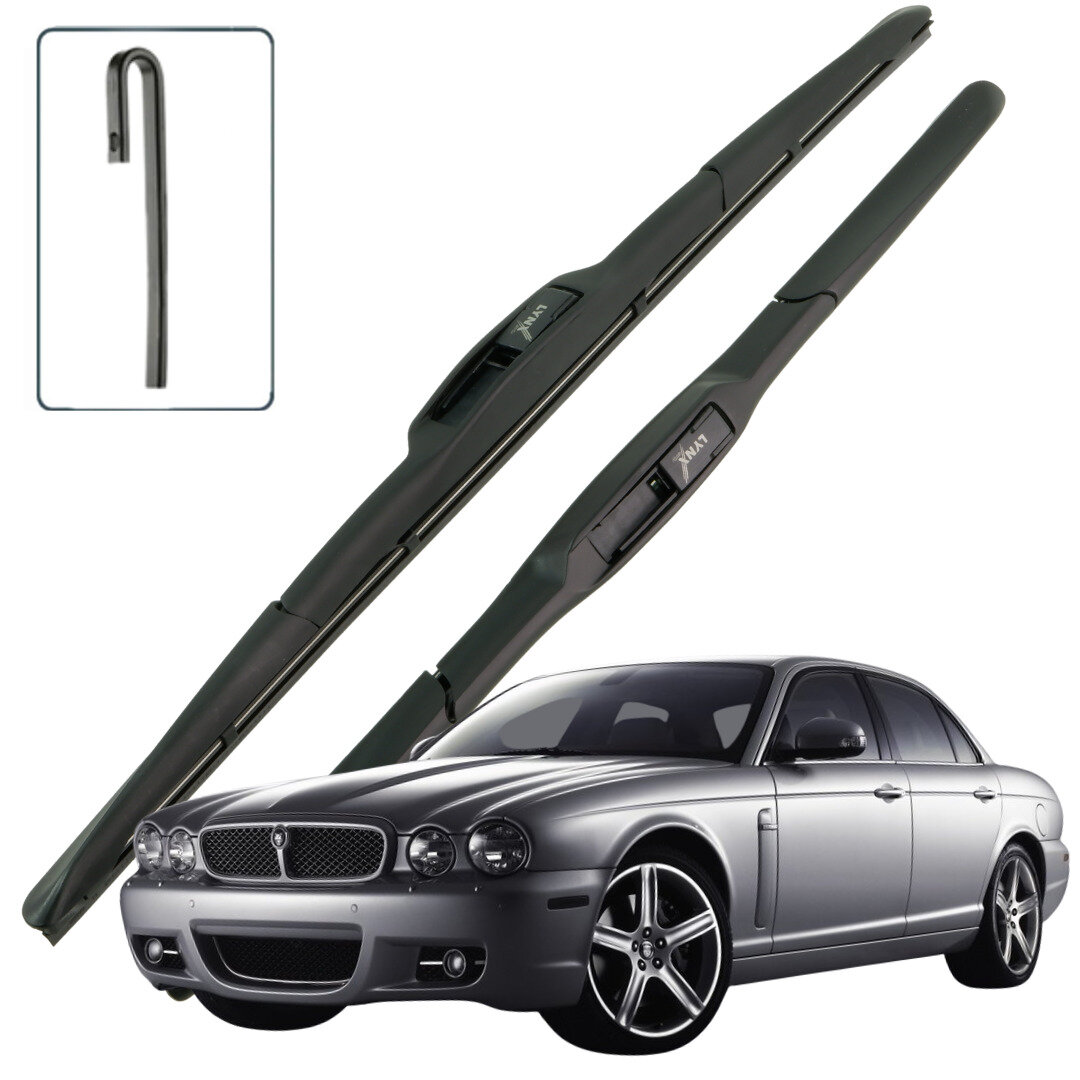 Дворники Jaguar XJ X358 / Ягуар Икс Джей рест. 2007 / 2008 / 2009 Щетки стеклоочистителя гибридные ОЕМ для автомобиля LYNXauto к-т 2шт, 600мм-480мм