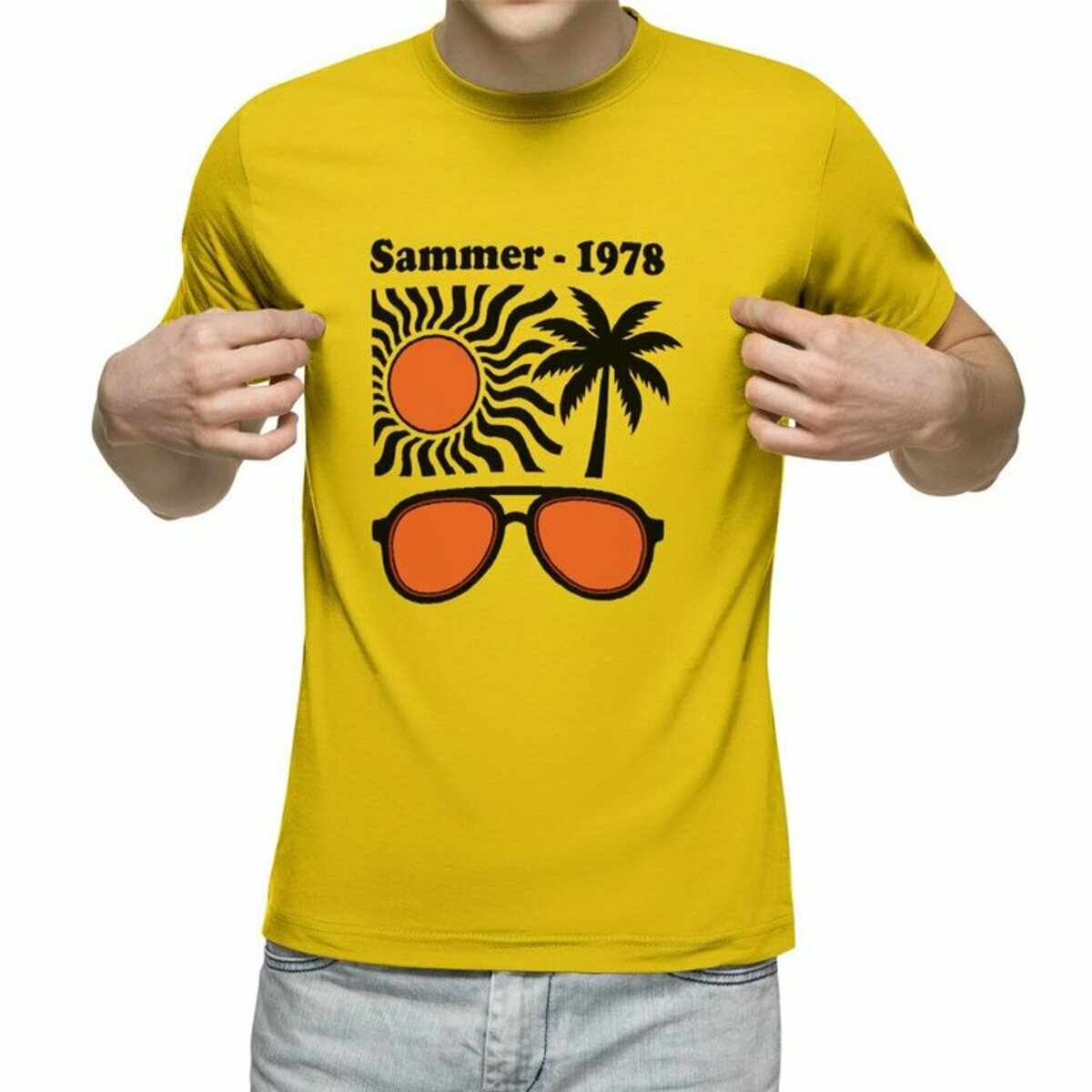 Мужская футболка «Summer 1978: Калифорнийское солнце» (желтый, L)
