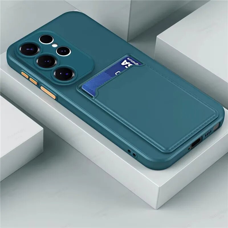 Чехол для Samsung Galaxy S22 5G, Dark Green, с держателем для карт