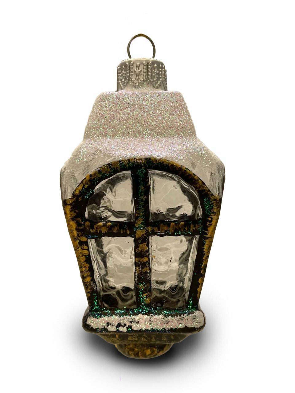 Елочная игрушка Ленигрушка Фонарь, коричневый/серебристый, 11 см — фото 1