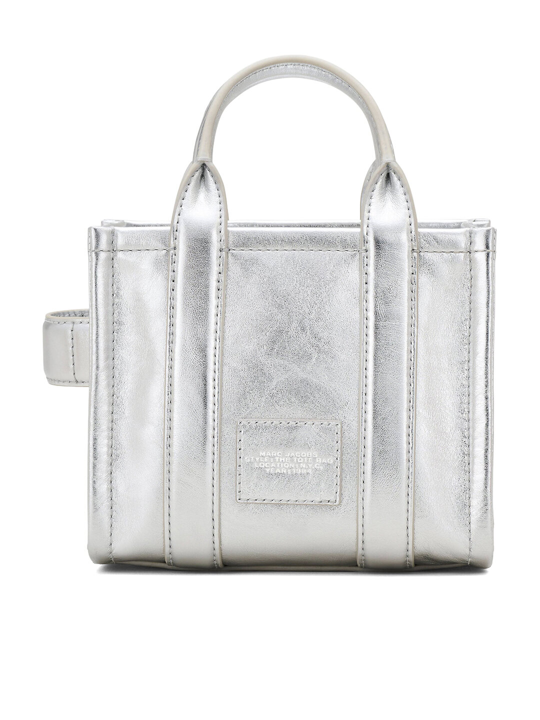 Сумка тоут MARC JACOBS, фактура зернистая, тиснение, серебристый — фото 1