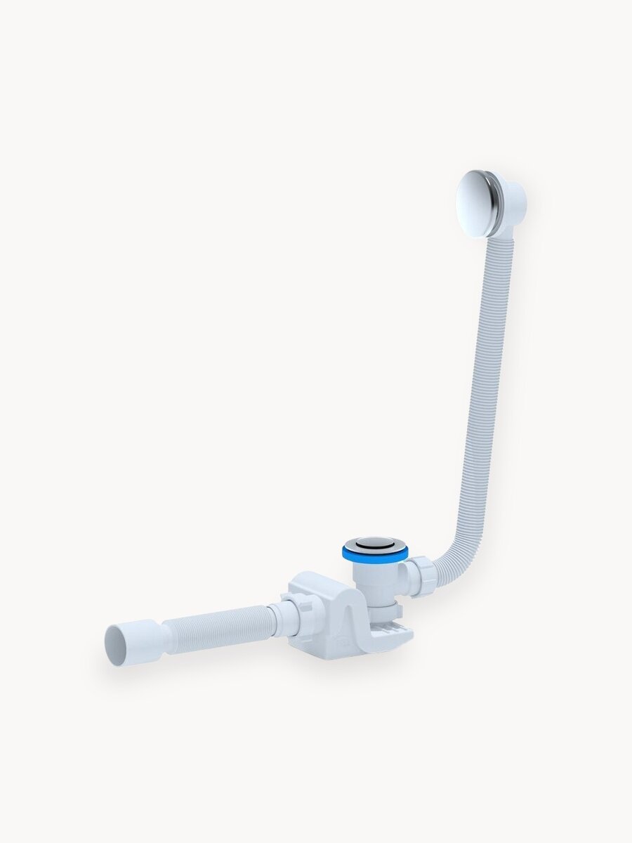 Сифон Ани "Бриг" EC655S для ванны плоский с выпуском клик-клак сетка, с гофрой 40*50