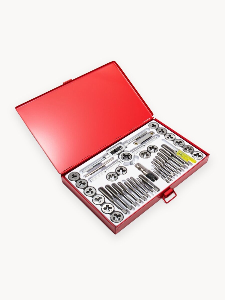 Набор метчиков и плашек для нарезания внутренней и внешней резьбы, 40 предметов