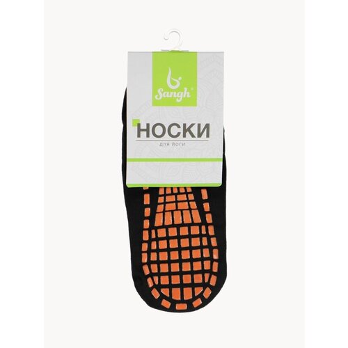 Носки для йоги Sangh 36-41 размер, противоскользящие, хлопок/эластан, черные