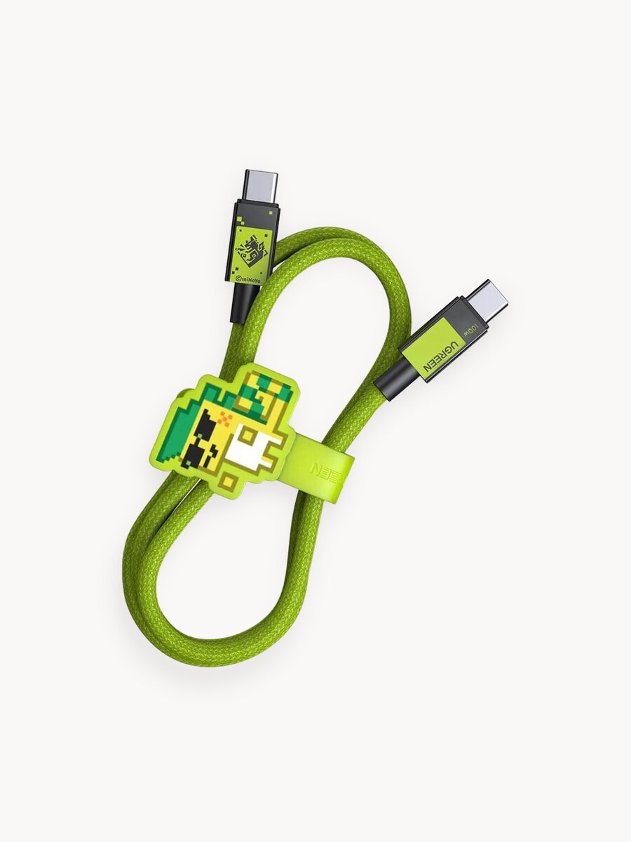 UGREEN Кабель USB-C на USB-C версия Genshin Impact 2.0 Male 5A Data Cable 1M - Green