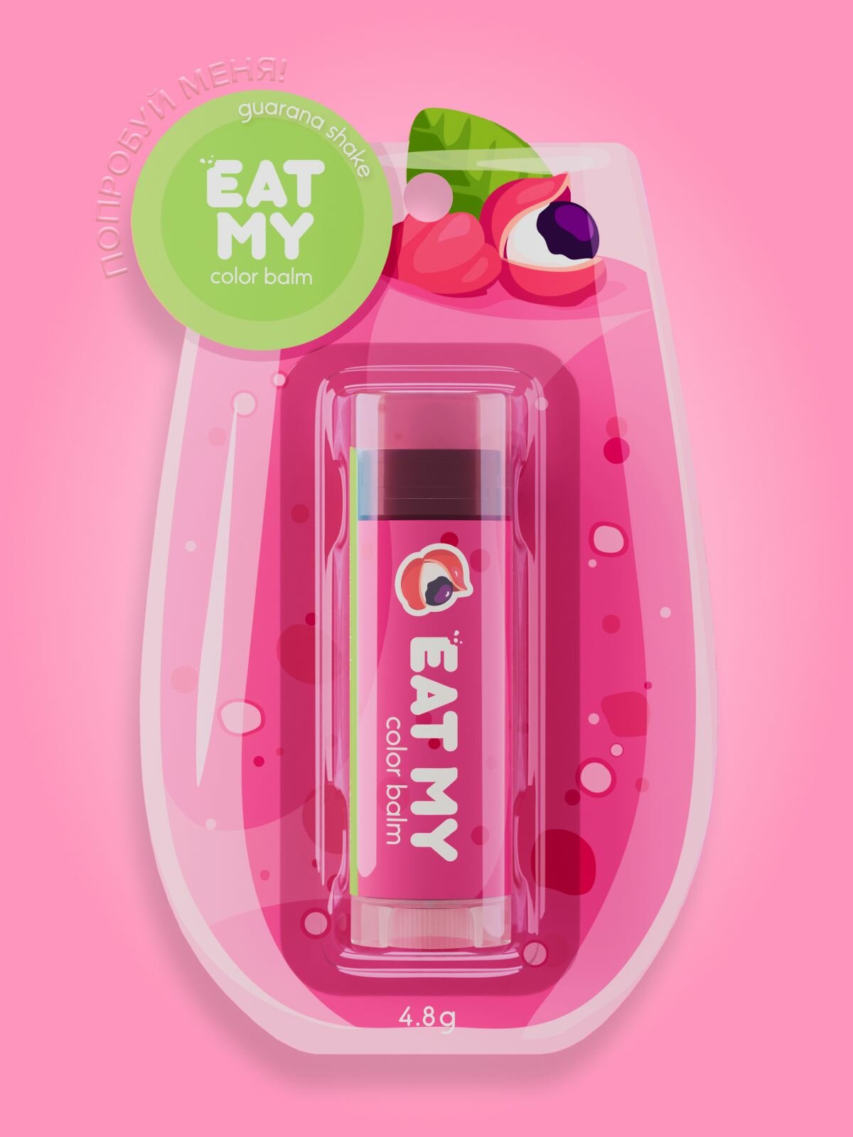 EAT MY оттеночный бальзам - помада для губ "Шейк с гуараной" 4,8 г