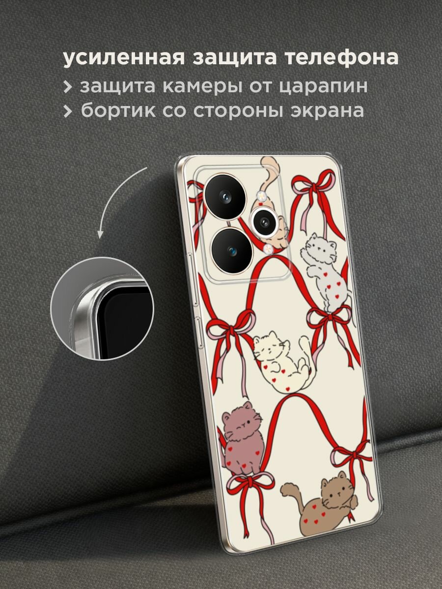 Чехол на Realme 15 / Реалми 15 с принтом "Котики в ленточках 1" — фото 1