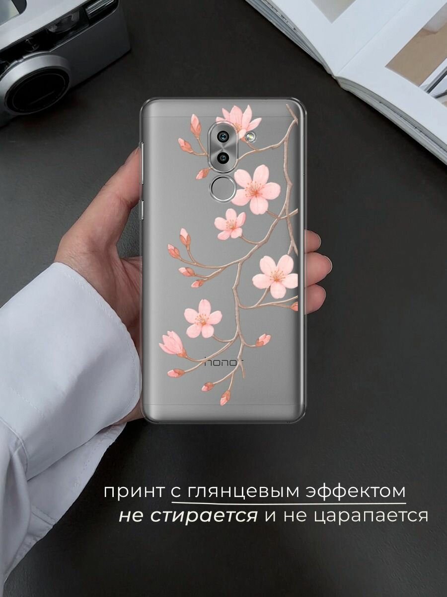Чехол на Honor 6X / Хонор 6Х с принтом "Веточка распускающейся сакуры 2" — фото 1