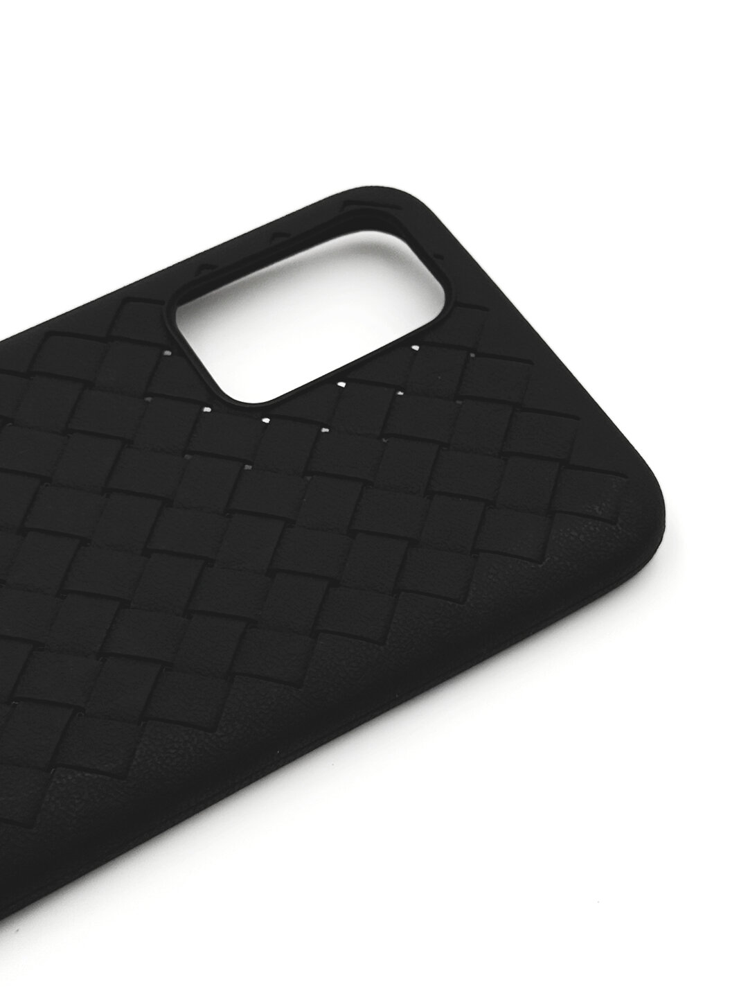 Противоударный чехол с плетёным рисунком для Samsung Galaxy A12, чёрный — фото 1