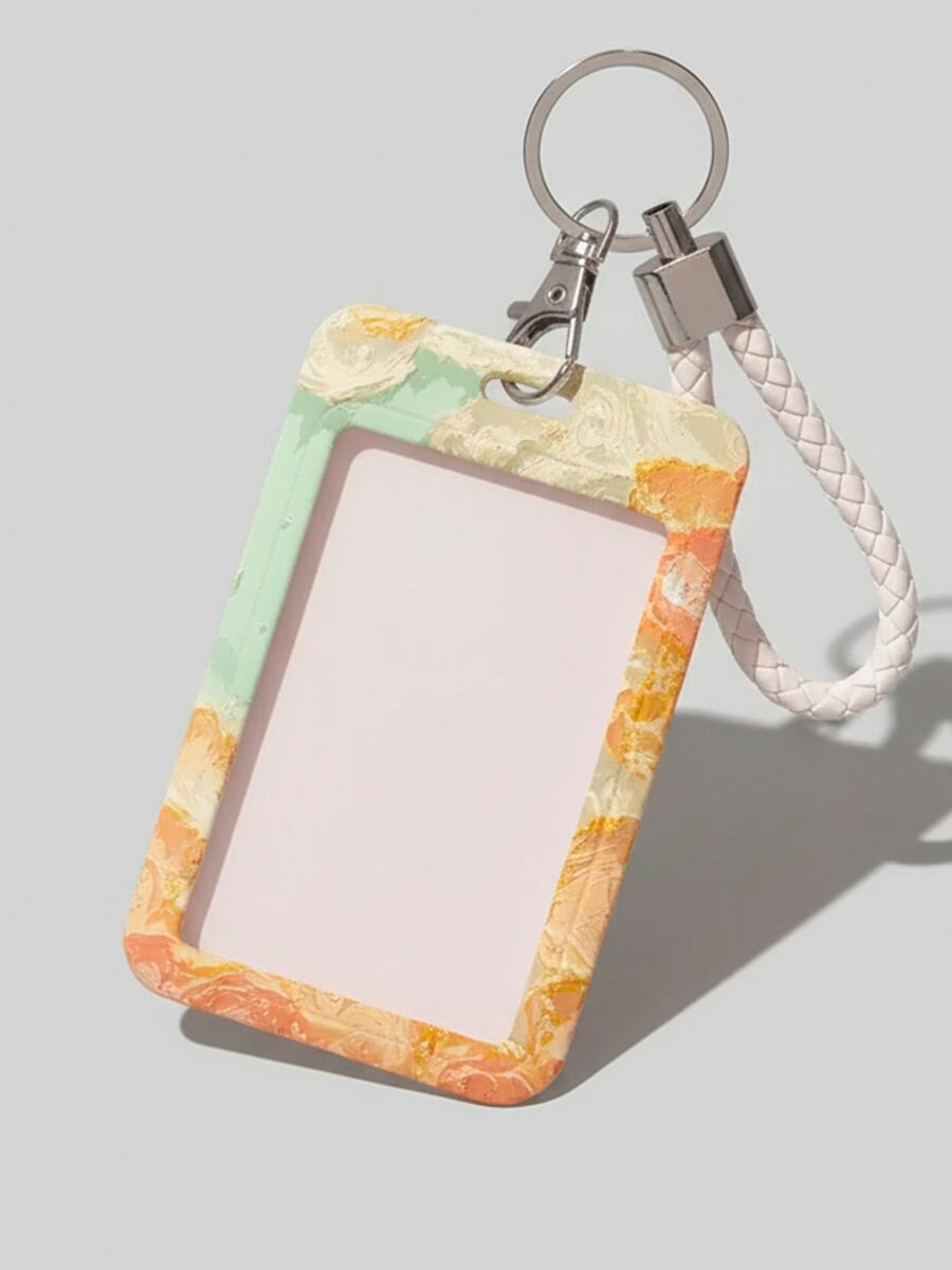 Картхолдер , фактура глянцевая, зеленый, золотой, бежевый — фото 1