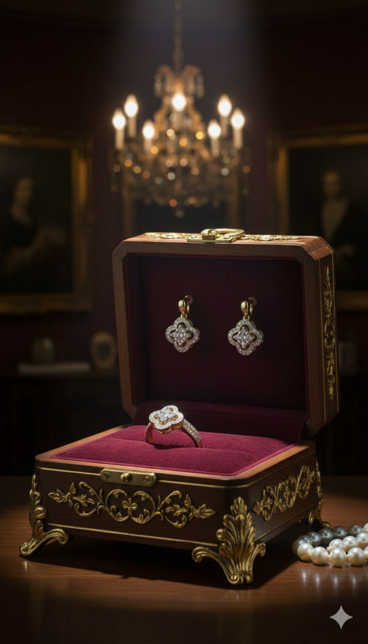 Комплект бижутерии: серьги, кольцо, Swarovski Zirconia