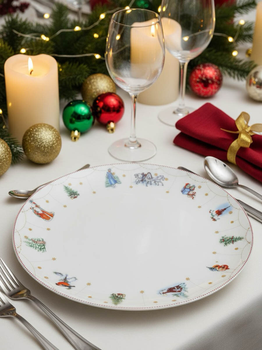 Тарелка обеденная новогодняя Zapel Зимняя сказка фарфор с рисунком 268 см