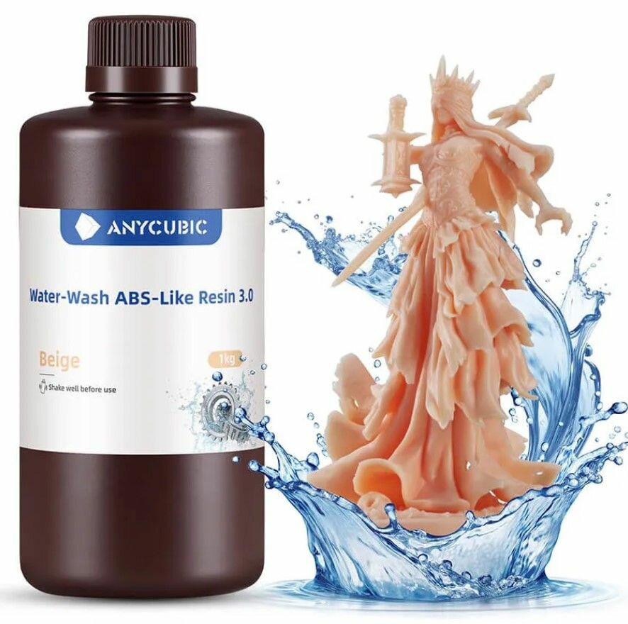 Фотополимерная смола Anycubic Water-Wash ABS-Like Resin 3.0 бежевая (beige) 1 кг