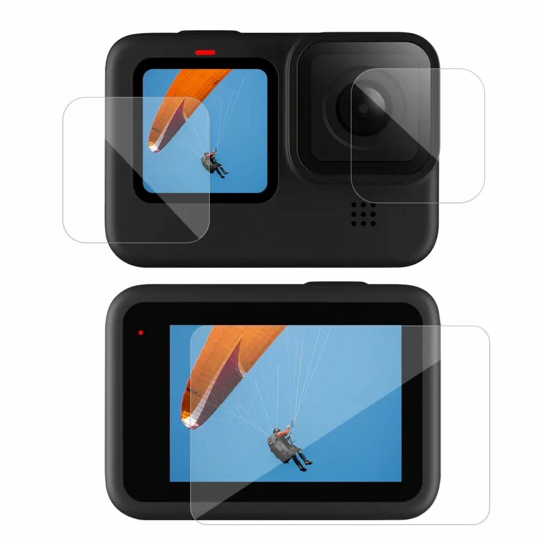 Защитное стекло для GoPro 12/11/10/9 Black / защита экрана и объектива