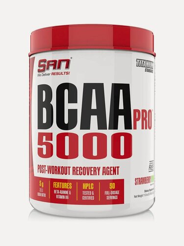Изображение товара BCAA SAN Pro 5000, для набора массы, порошок, клубника-киви, 345 грамм
