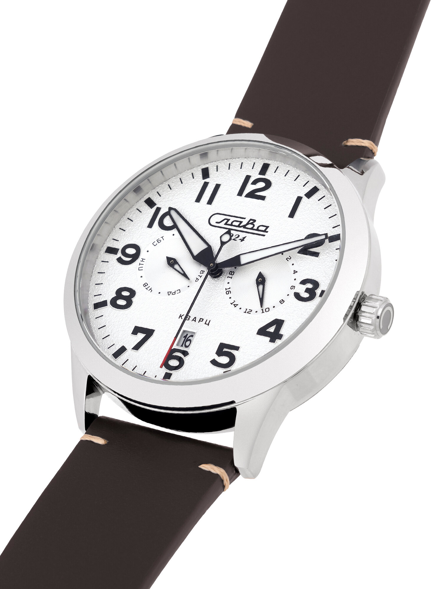 Наручные часы Слава Традиция, белый, черный — фото 1