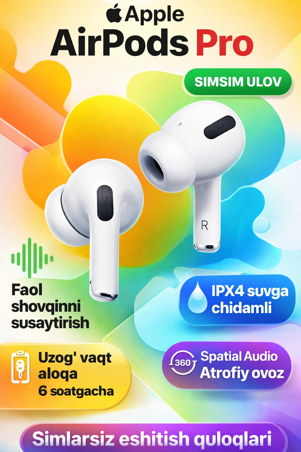 Беспроводные Bluetooth наушники AirPods Pro2 с зарядным кейсом и сенсорным управлением