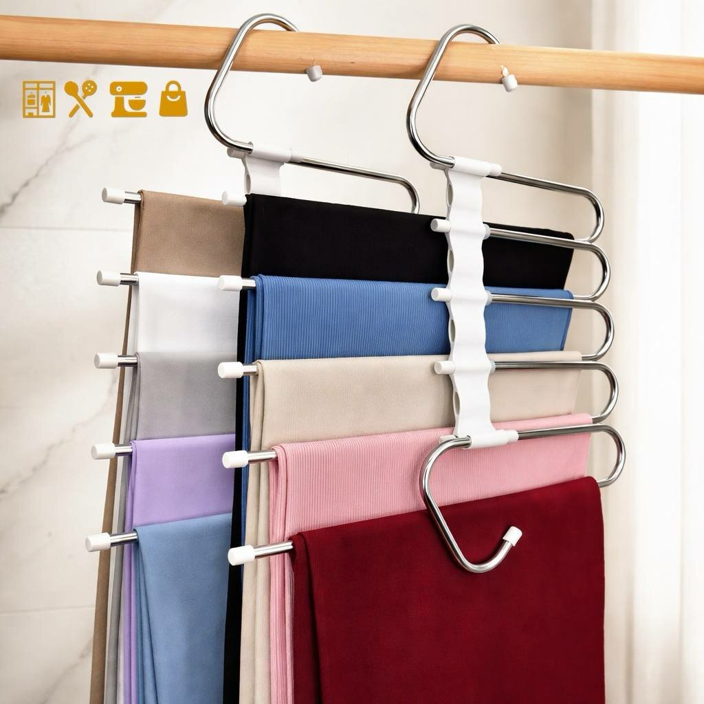 Вешалка для брюк, юбок, шарфов, полотенец и ремней, многоуровневая, металлическая