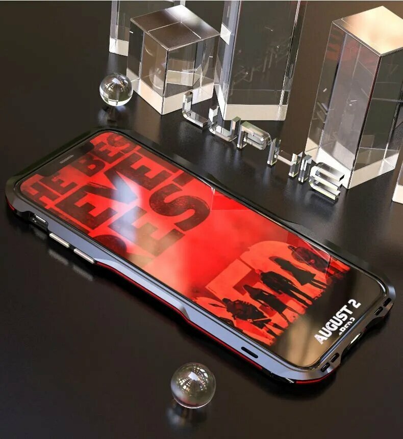 Чехол для Айфон XS X ( iPhone Х ХС ) металлическим каркасом из алюминиевого сплава , металлический каркас, защита от падения