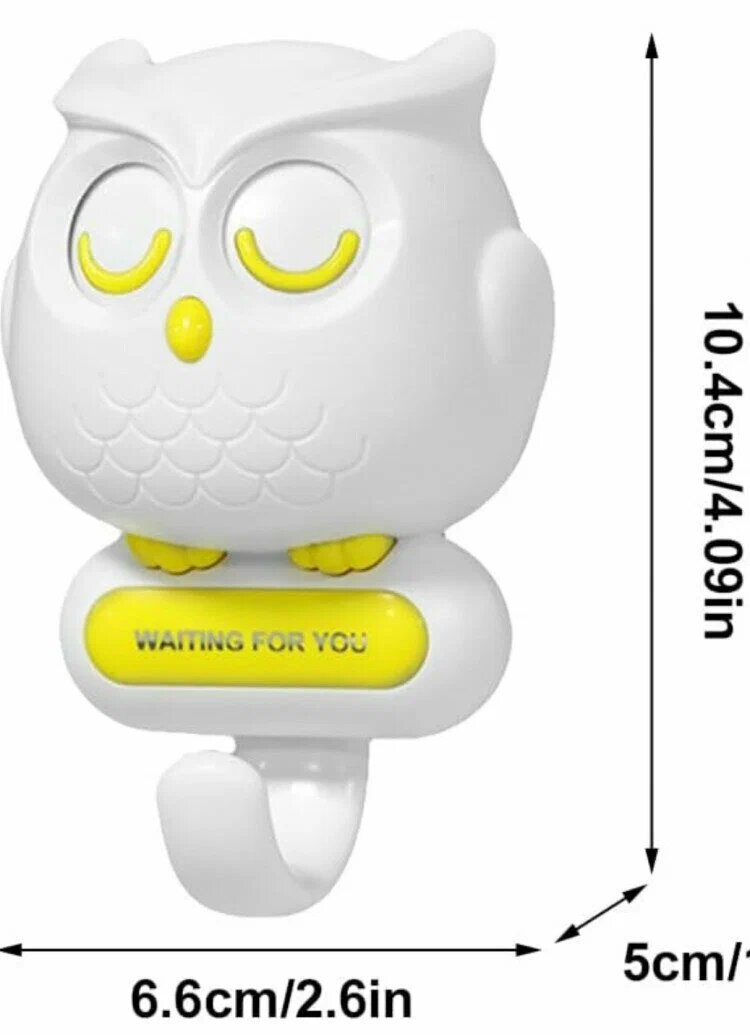 Крючок настенный самоклеящийся совушка белый — фото 1