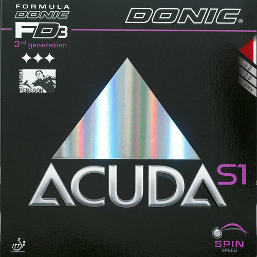 Накладка для ракетки настольного тенниса DONIC Acuda S1 (Черный, Max)