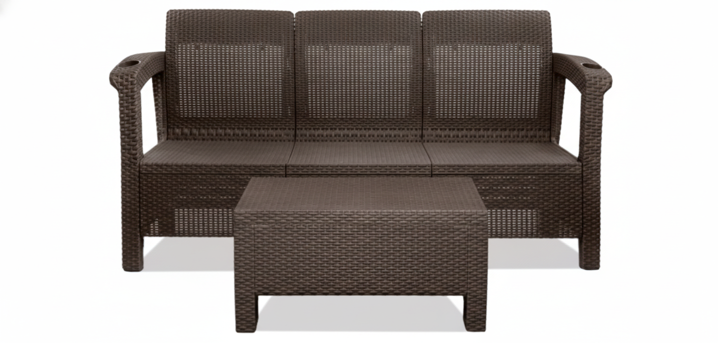 Комплект мебели Альтернатива Wiilla Triple, для 3 человек, коричневый, пластик, 2 предмета
