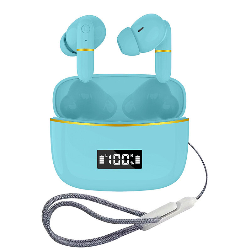J2 TWS Bluetooth наушники с дисплеем в футляре, стерео-контроль, для бизнеса - Голубой