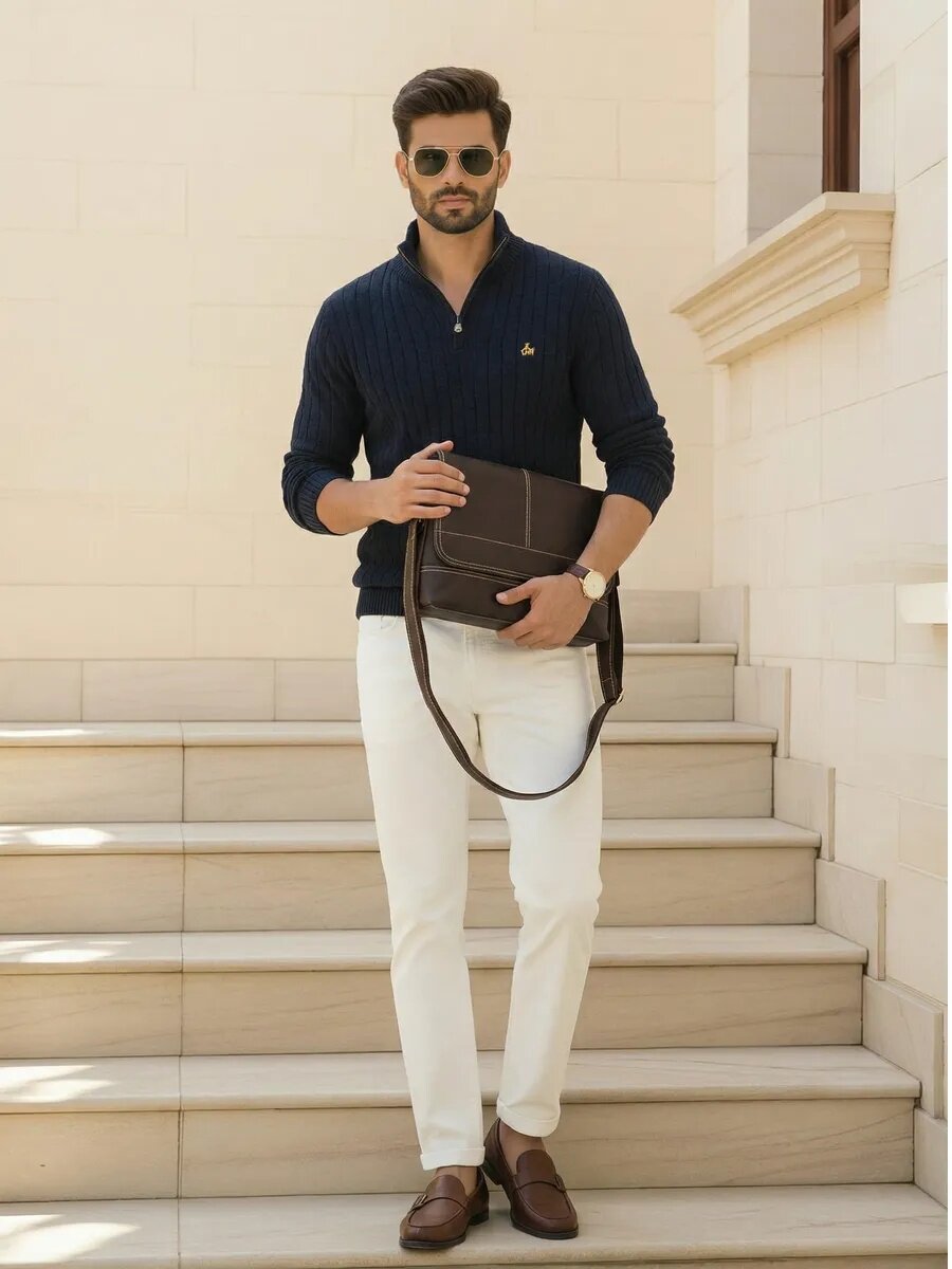 Сумка планшет FAUSTINI Сумка мужская кожаная, фактура гладкая, матовая, темно-коричневый — фото 1